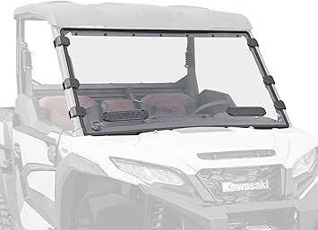 SuperATV Scratch Resistant Polycarbonate Vented Full Windshield Compatible With Kawasaki Ridge 2024+ | Clear | Made of 1/4” polycarbonate | 250x stronger than glass | 25x stronger than acrylic